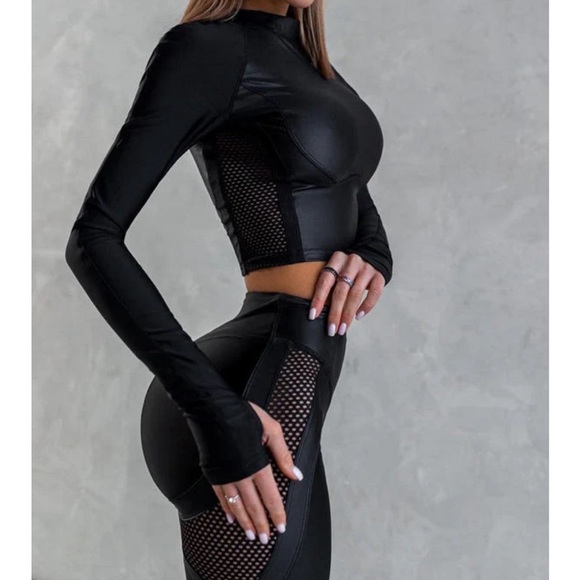 Black High Rise Mesh Leggings - Picture 2 of 12